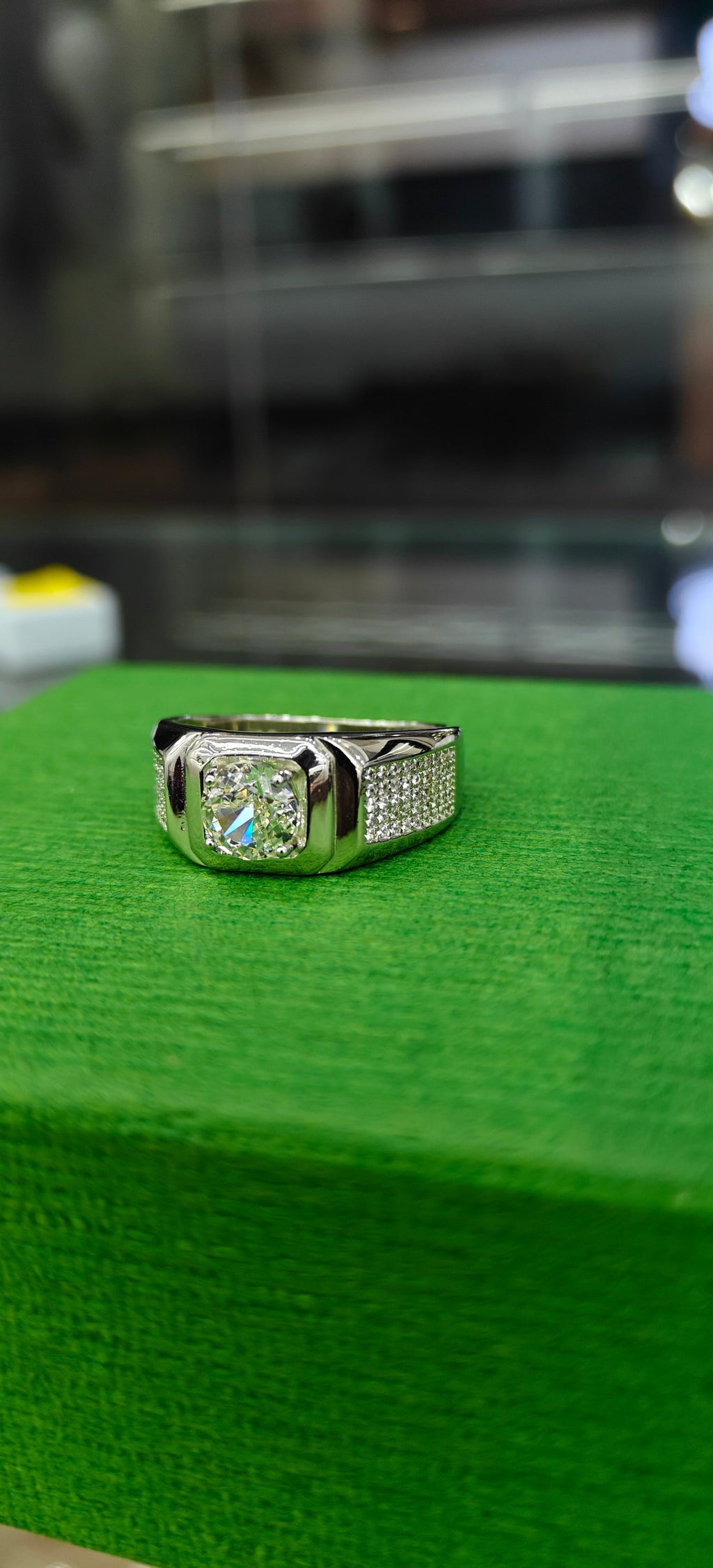 Silver-Toned CZ Statement Ring