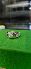 Silver-Toned CZ Statement Ring