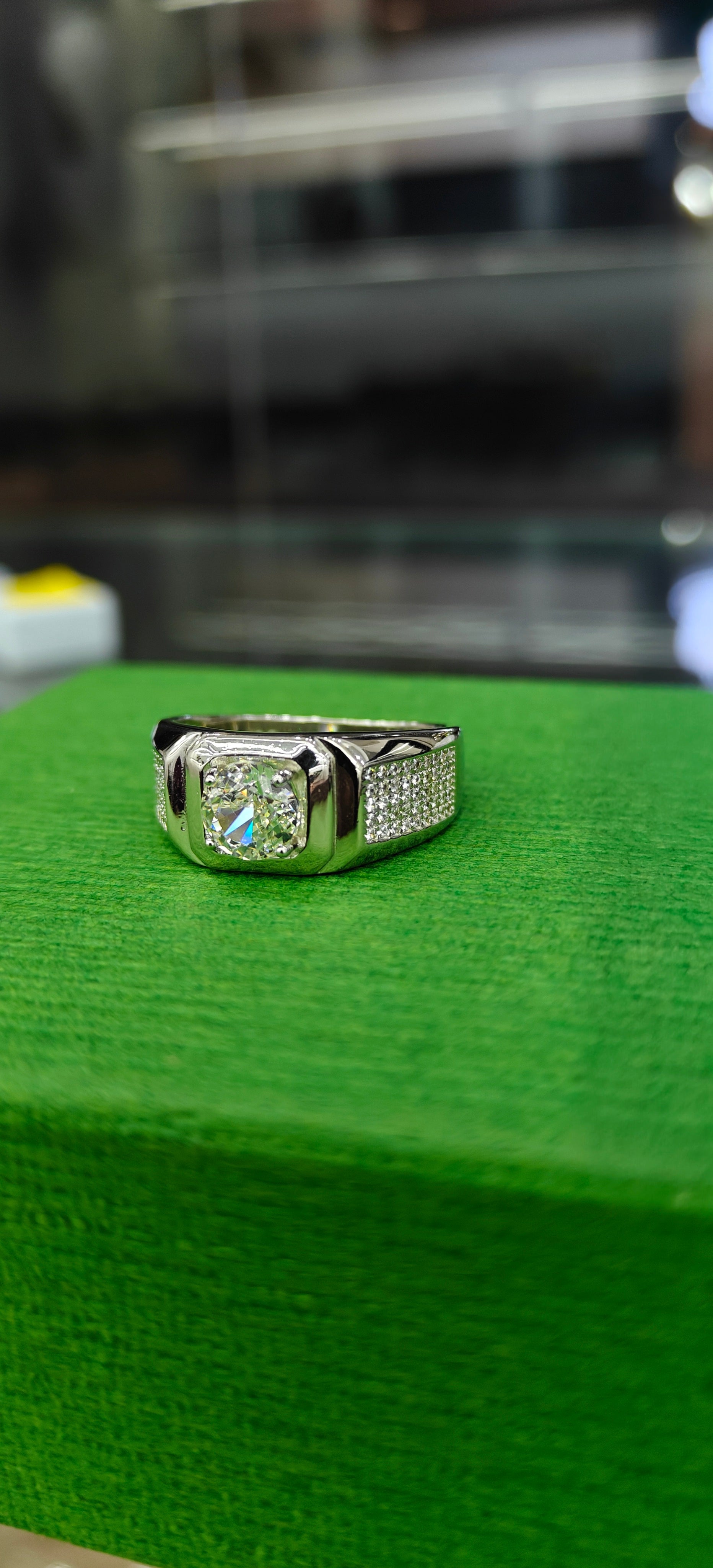 Silver-Toned CZ Statement Ring