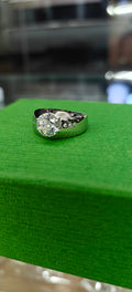 Silver-Toned Oval Solitaire Ring