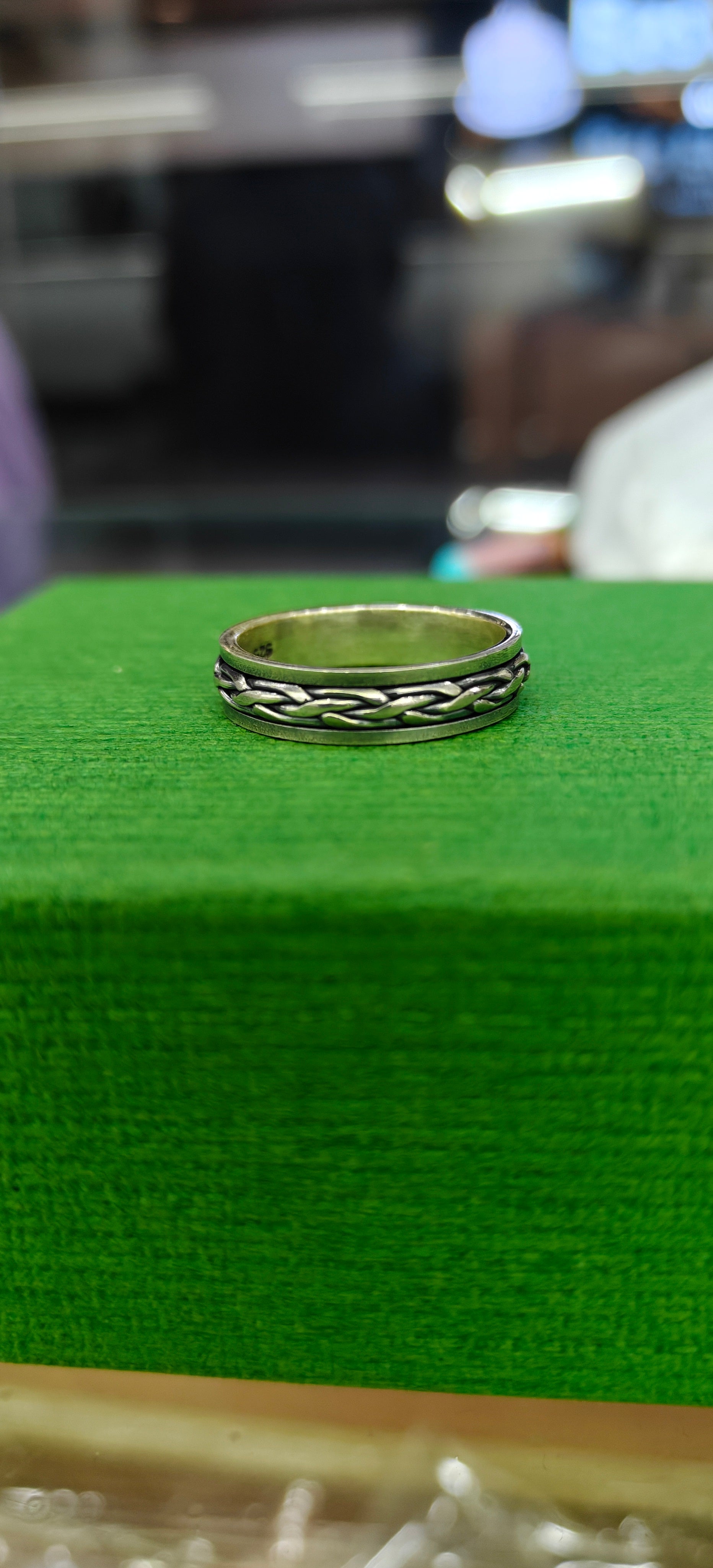 Silver-Toned Twisted Braid Band Ring