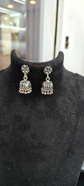 Oxidized Silver Drop Jhumka Earrings
