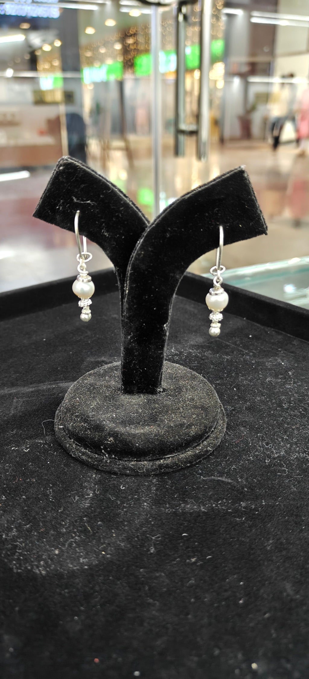 Pearl Drop Dangle Earrings - side view