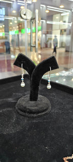 Pearl Drop Dangle Earrings - close up
