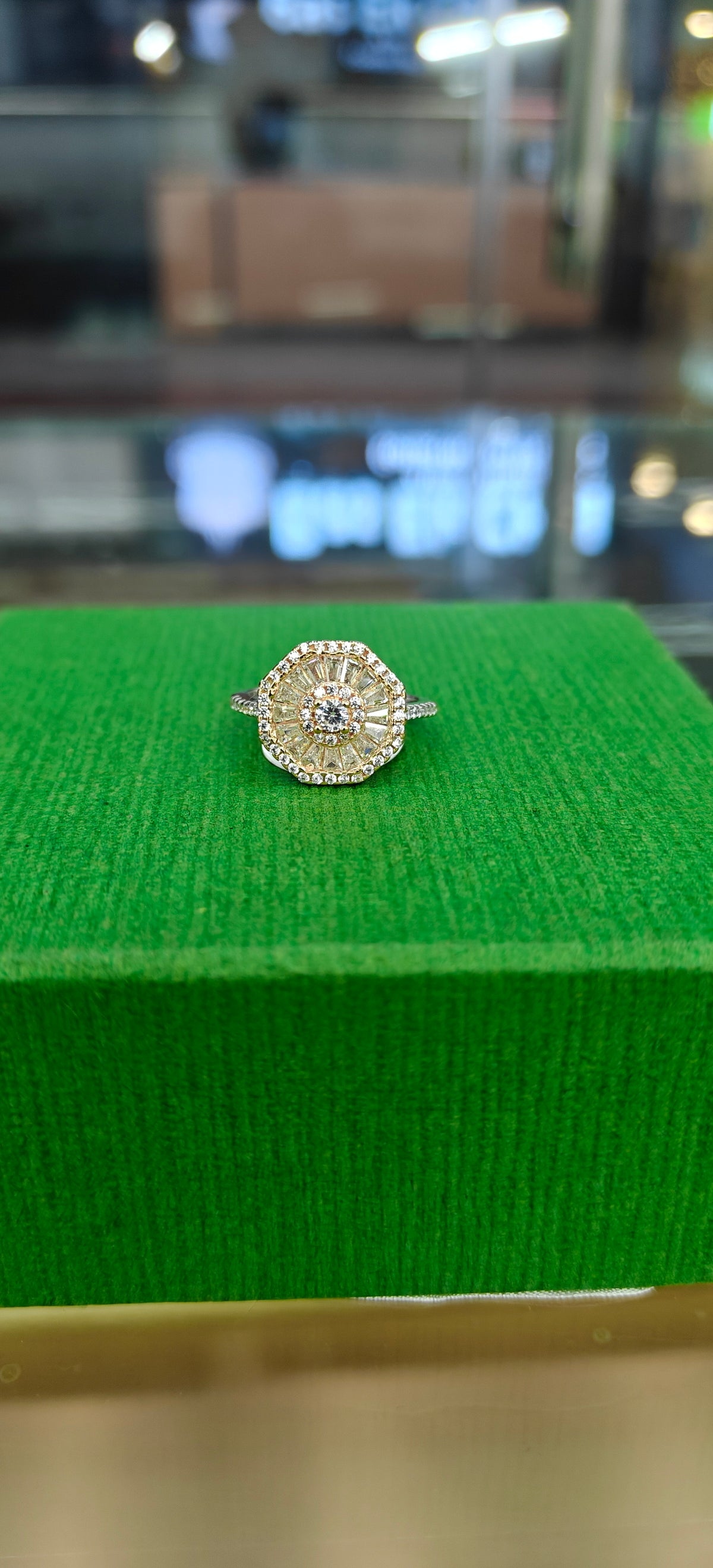 Round Halo Stone Silver Ring