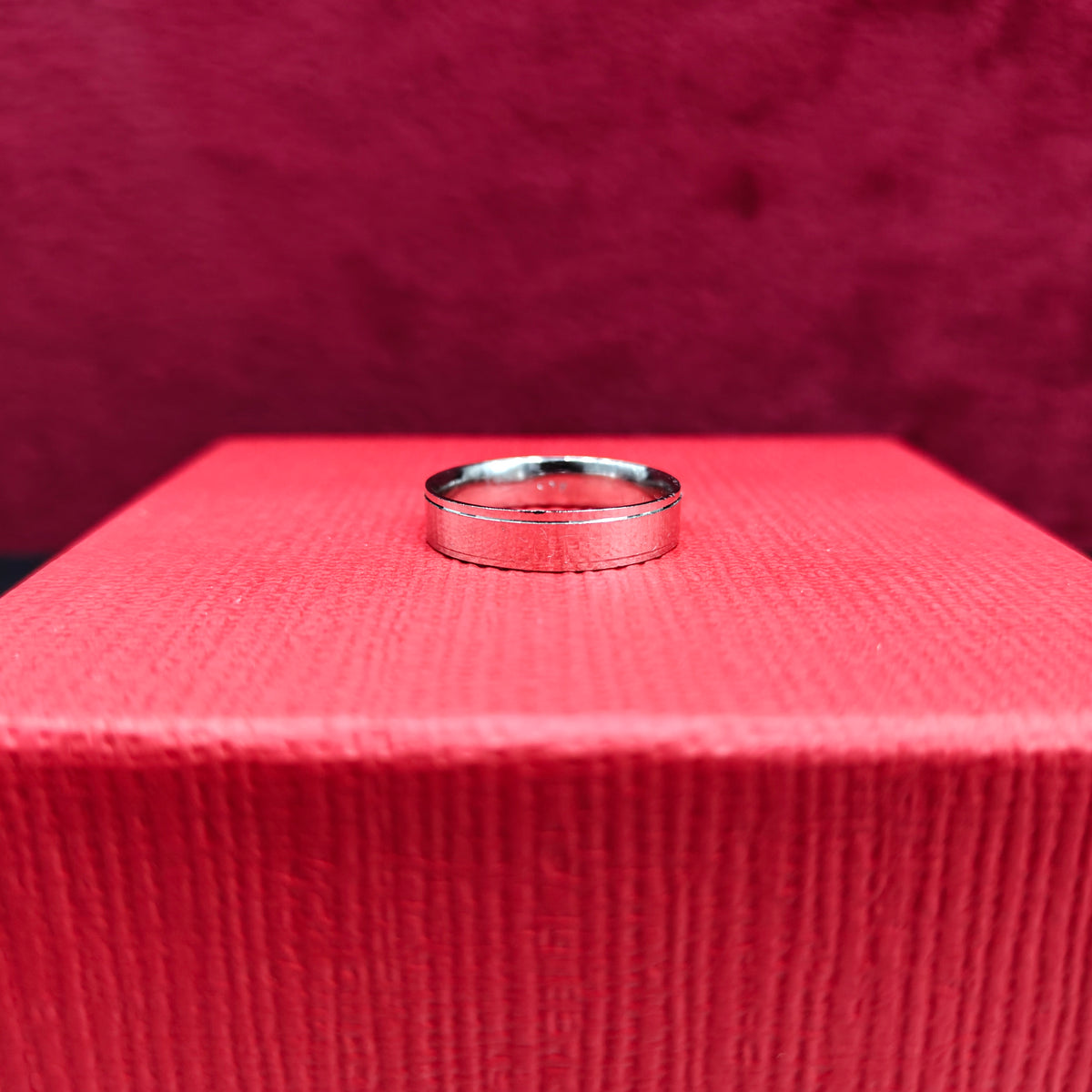 Plain Lining Band Silver Ring
