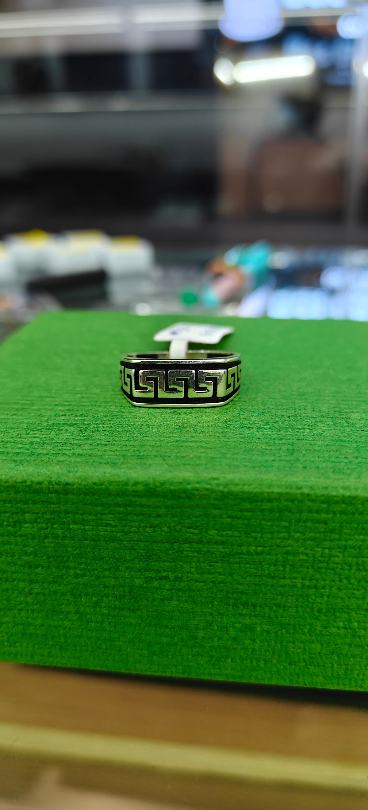 Greek Key Pattern Silver Ring