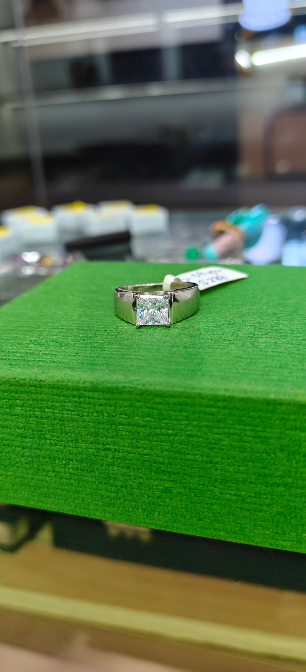 Square Solitaire Silver Ring