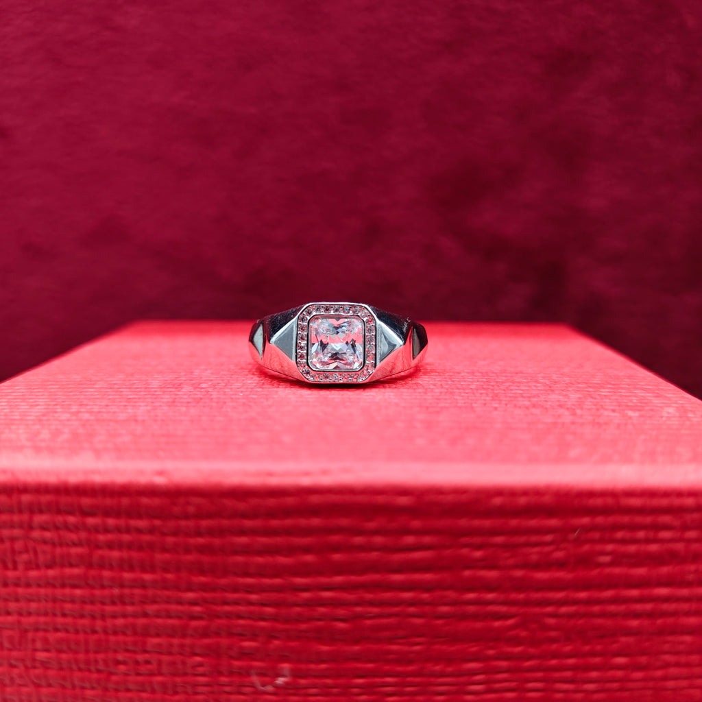 Solitaire-Style Silver Ring