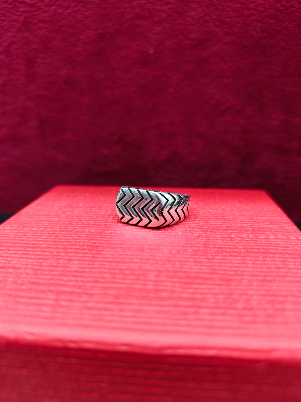 Chevron Pattern Silver Ring