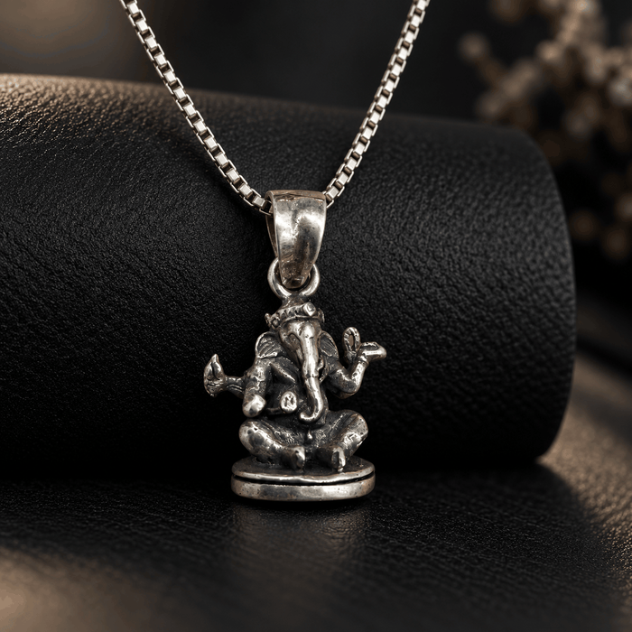 Oxidised Silver Lord Ganesha Pendant
