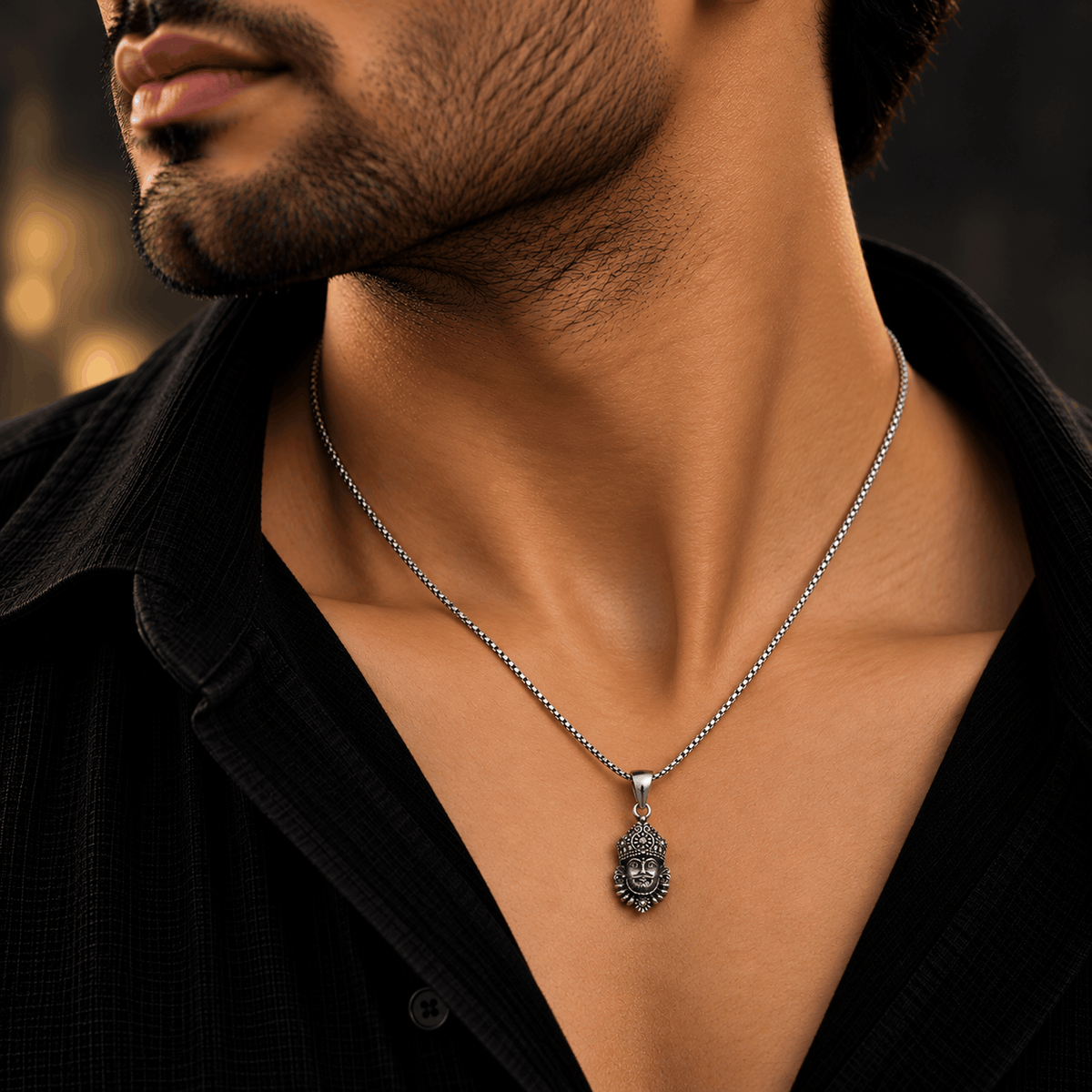 Oxidised Silver Khatu Shyam Pendant