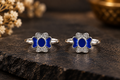 Blue Stone Silver Toe Rings