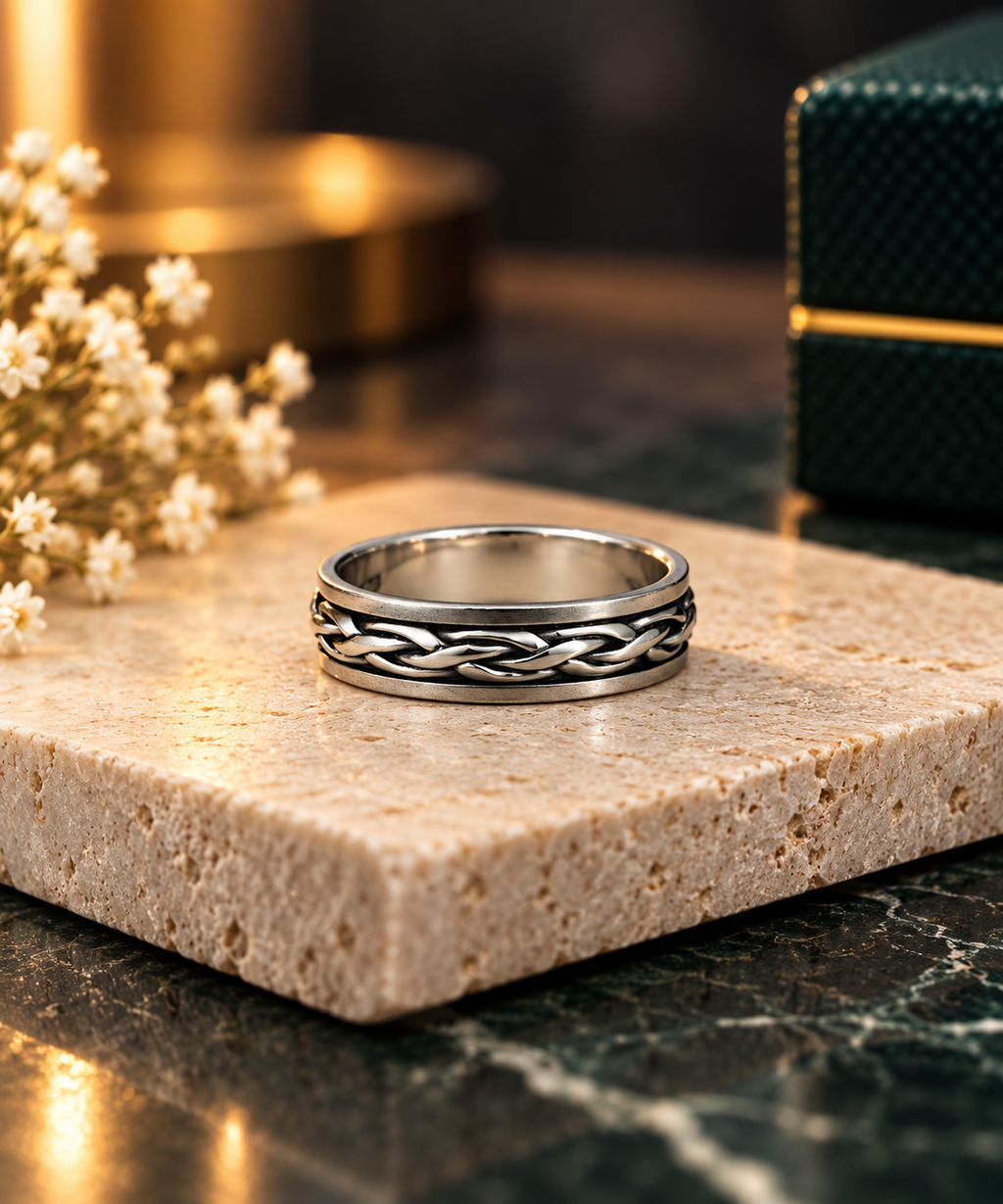 Braided Band Silver Ring