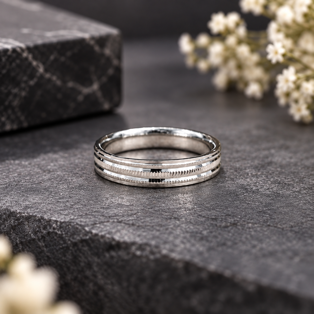 Classic Double-Line Silver Ring
