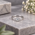 Classic Solitaire Sparkle Silver Ring
