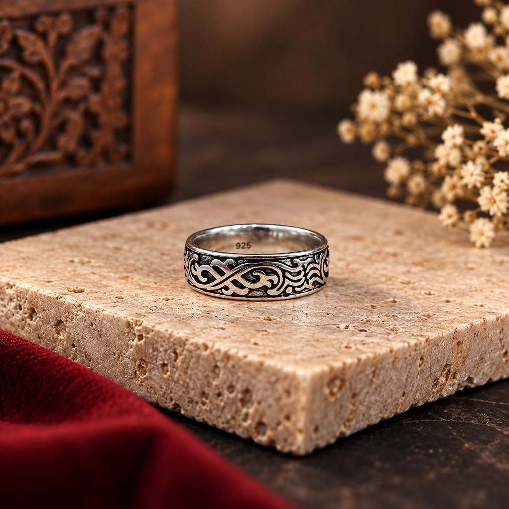 Designer Engraved Silver Ring