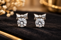 Silver Bow Solitaire Stud Earrings