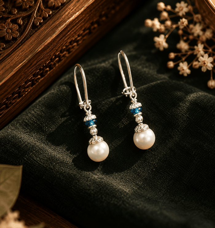 Real Pearl Silver Drop Earrings