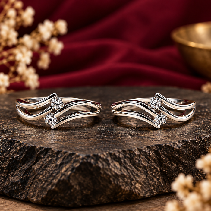 Silver Wave Design Toe Rings