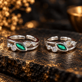 Emerald Green Gemstone Silver Toe Rings