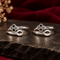 Floral Stone Silver Toe Rings