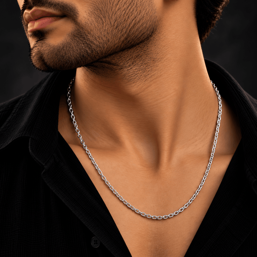Elegant Classic Oval Link Silver Chain