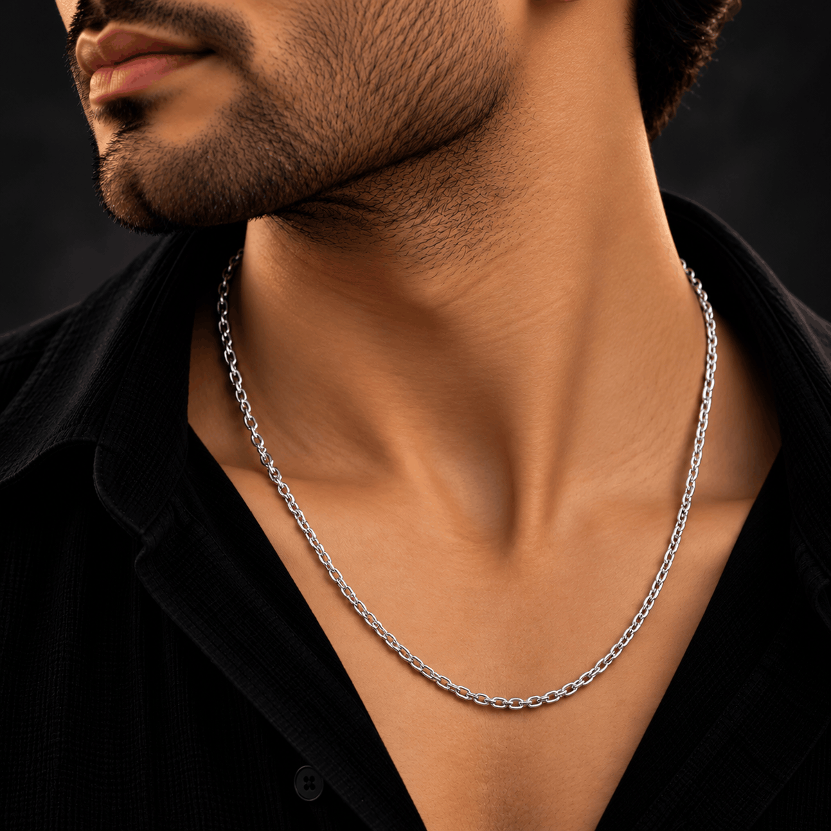 Elegant Classic Oval Link Silver Chain