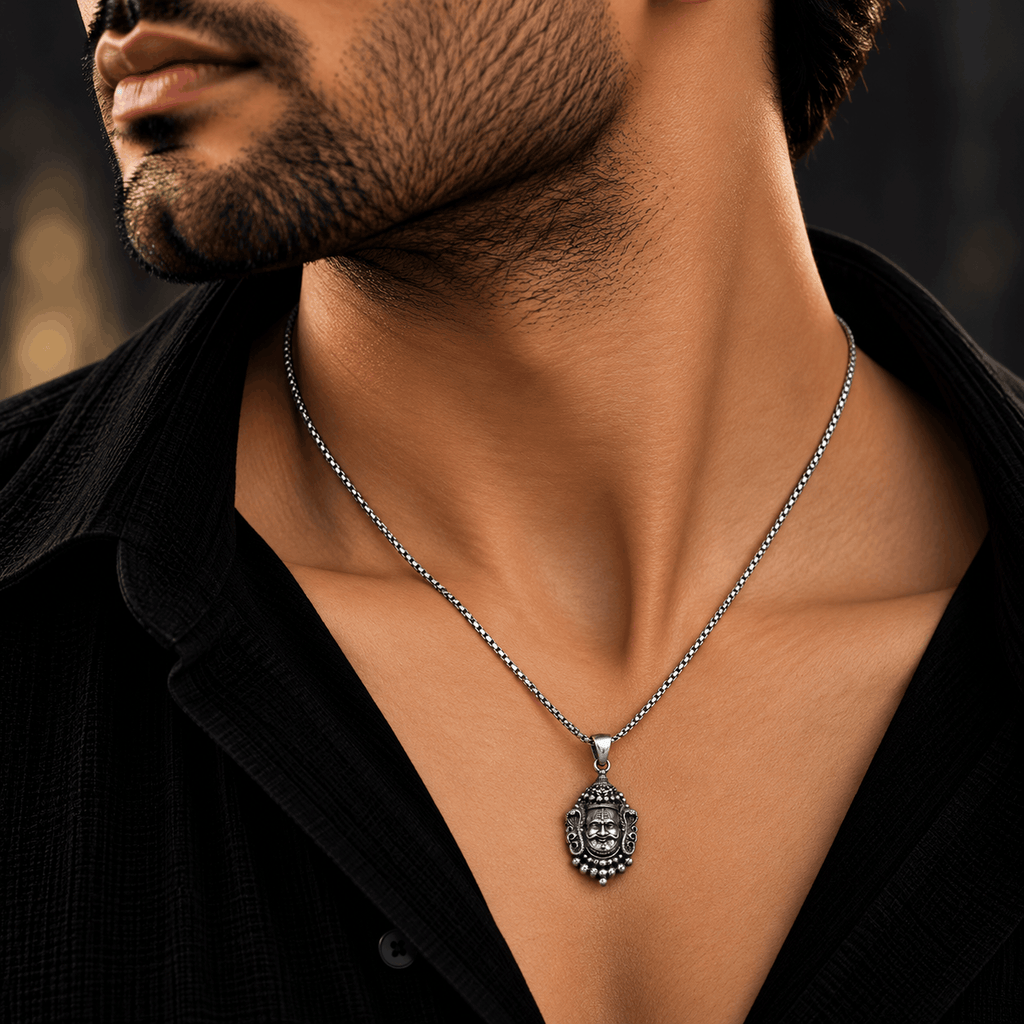 Oxidised Silver Mahakal Pendant