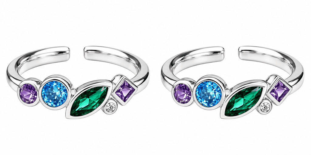 Multicolour Gemstone Silver Toe Ring