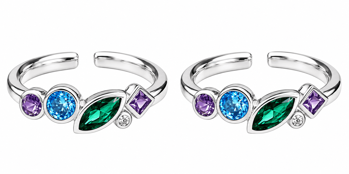 Multicolour Gemstone Silver Toe Ring