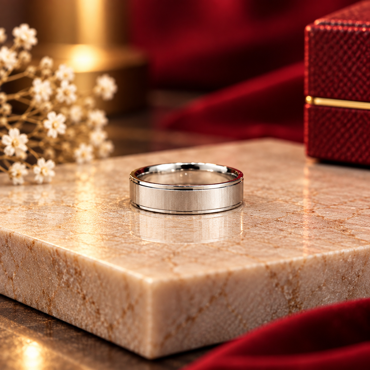 Plain Lining Band Silver Ring