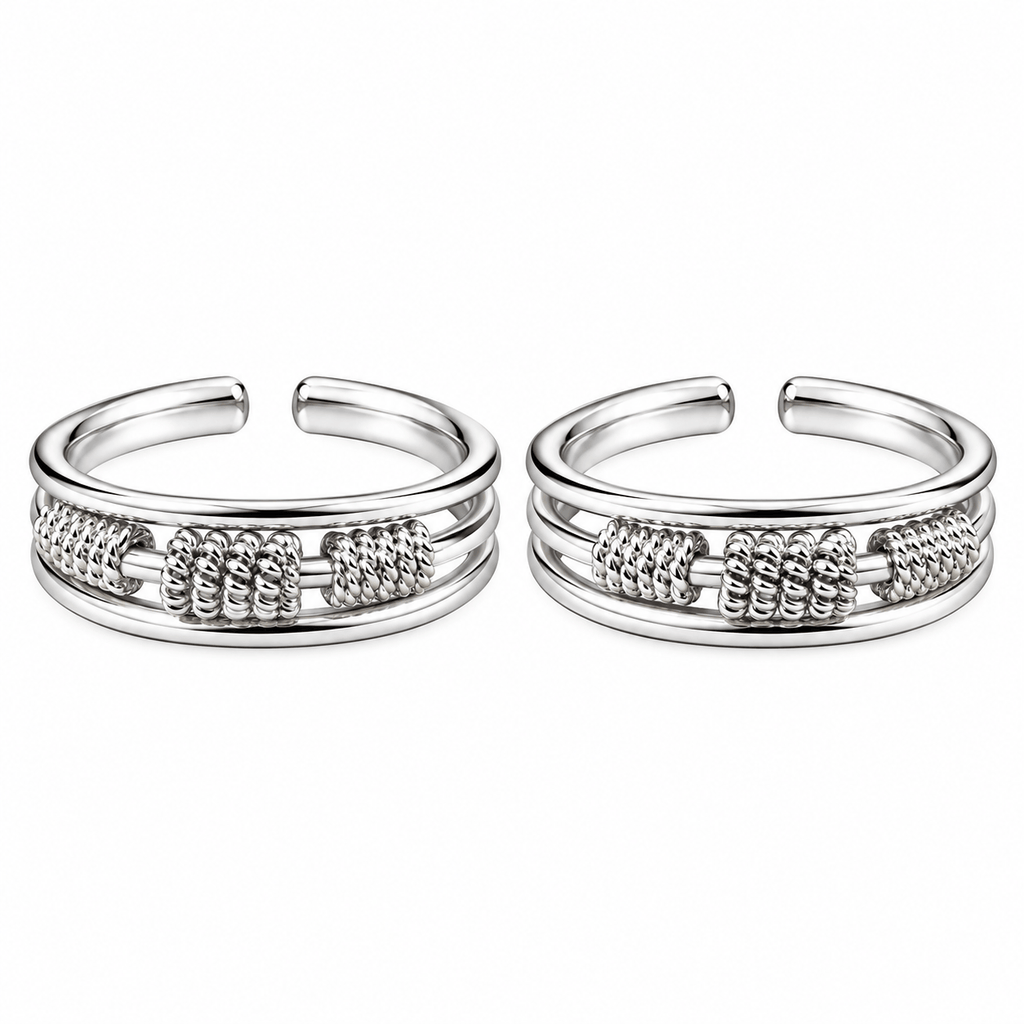 Classic Textured Silver Toe Rings