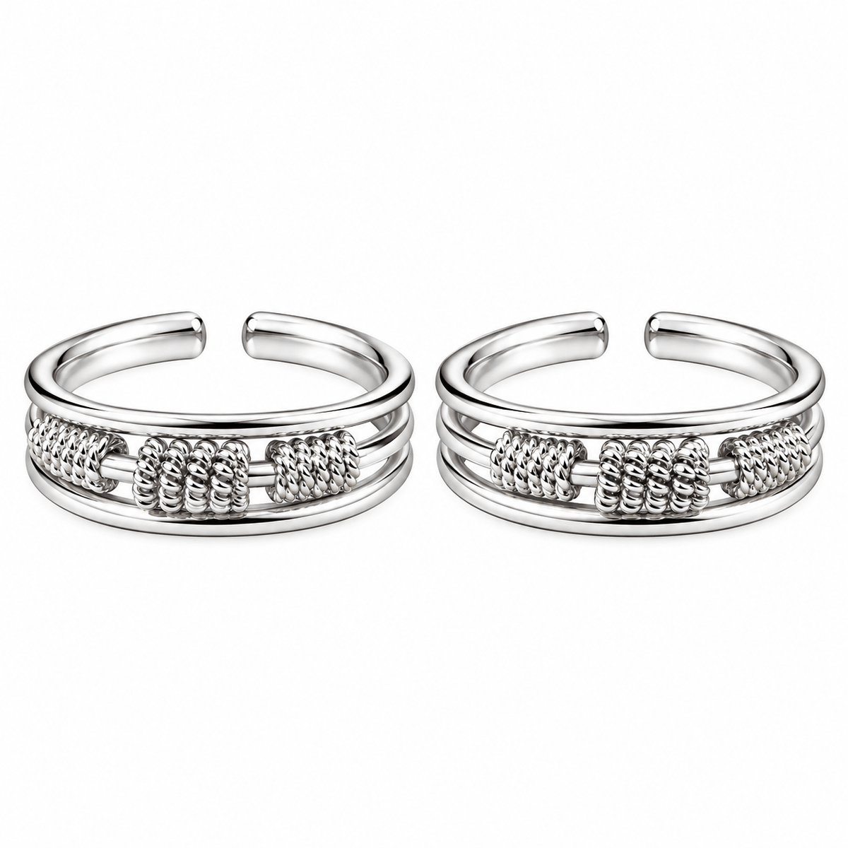 Classic Textured Silver Toe Rings