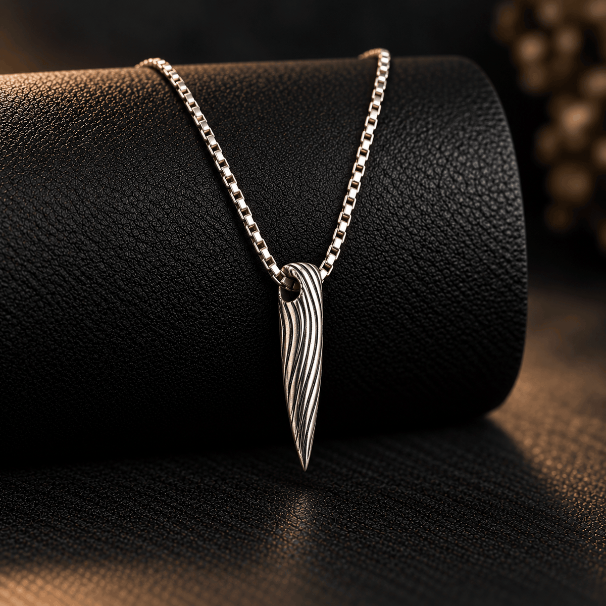Silver Textured Bullet Pendant