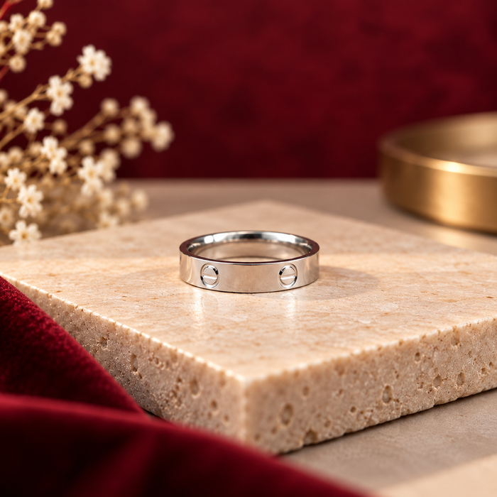 Screw Detail Silver Ring