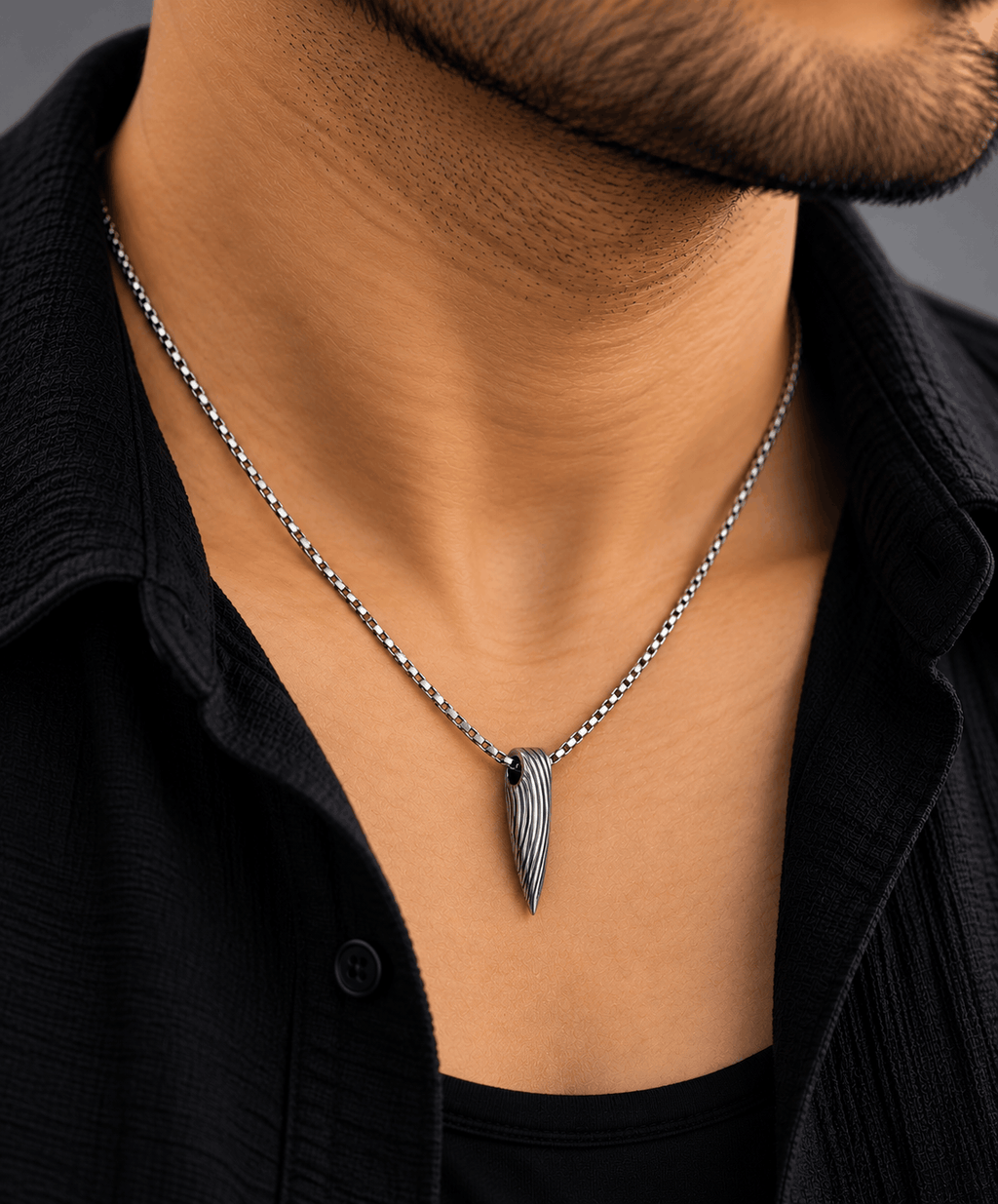 Silver Textured Bullet Pendant