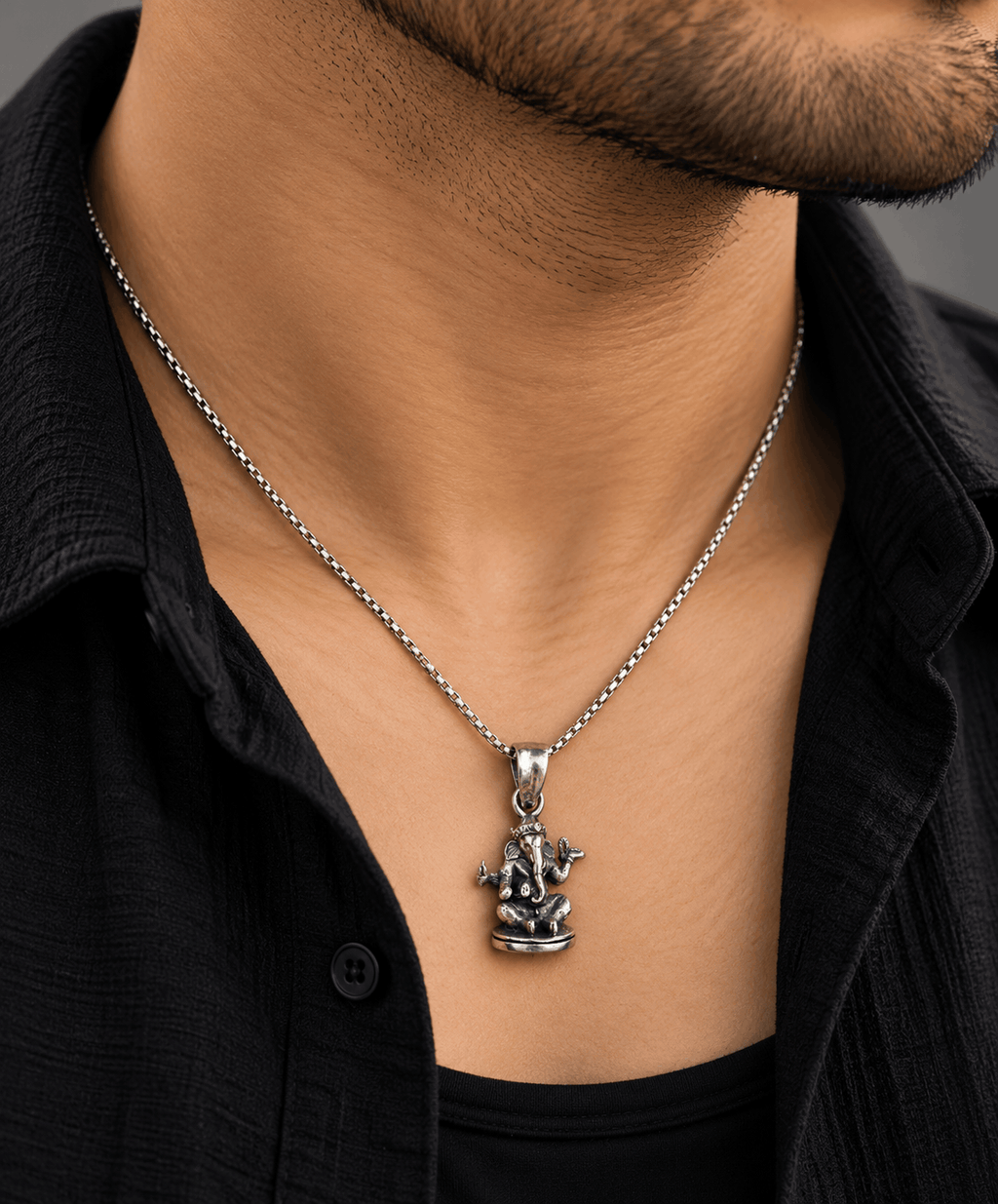 Oxidised Silver Lord Ganesha Pendant