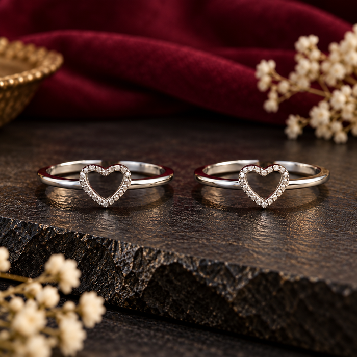 Silver Heart-Shaped Toe Rings