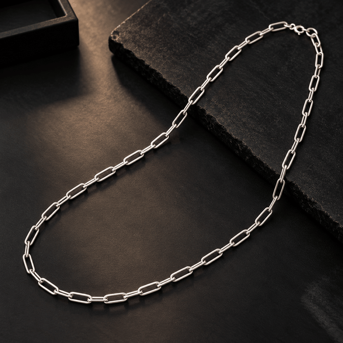 Premium Paperclip Link Silver Chain