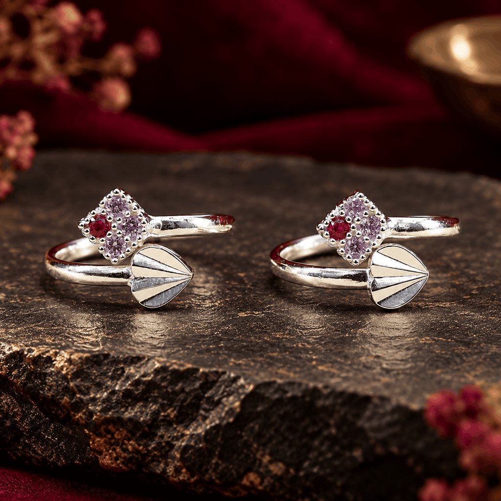 Designer Stone Silver Toe Rings