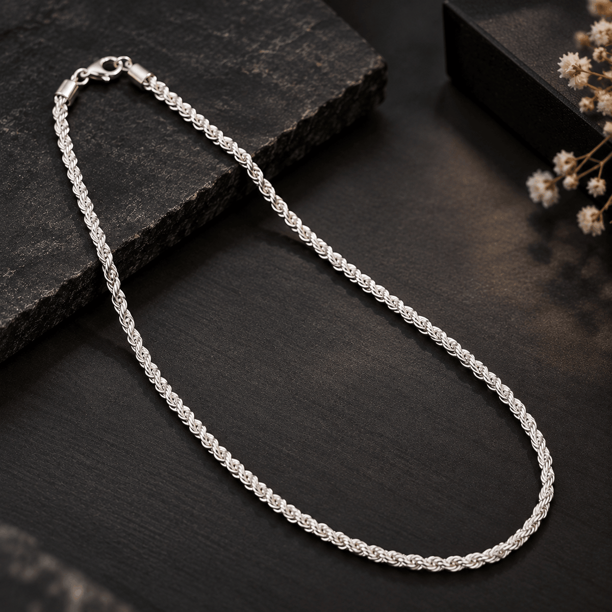 Twisted Rope Silver Chain