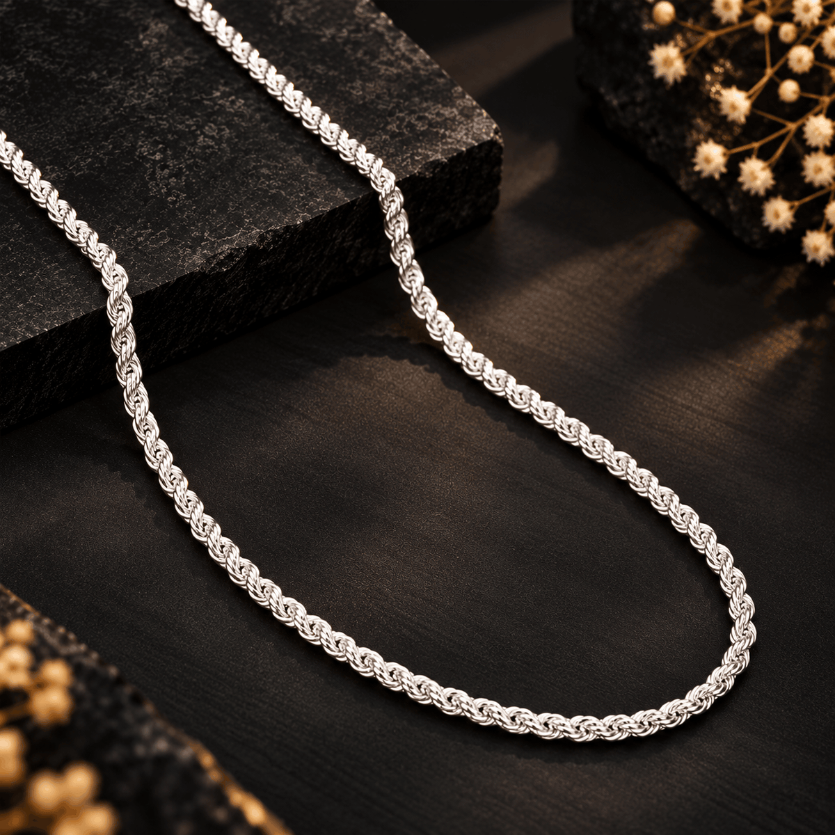Twisted Rope Silver Chain