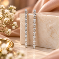 Silver Round Stone Drop Earrings