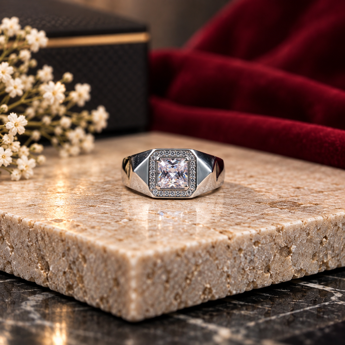 Solitaire-Style Silver Ring