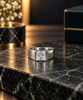 Square Solitaire Silver Ring
