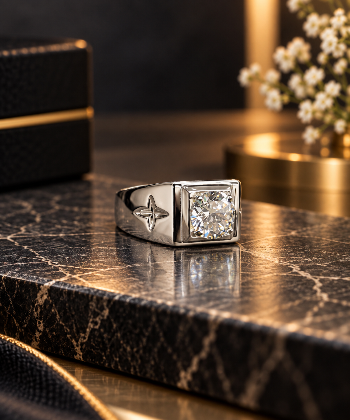 Square Stone Silver Ring