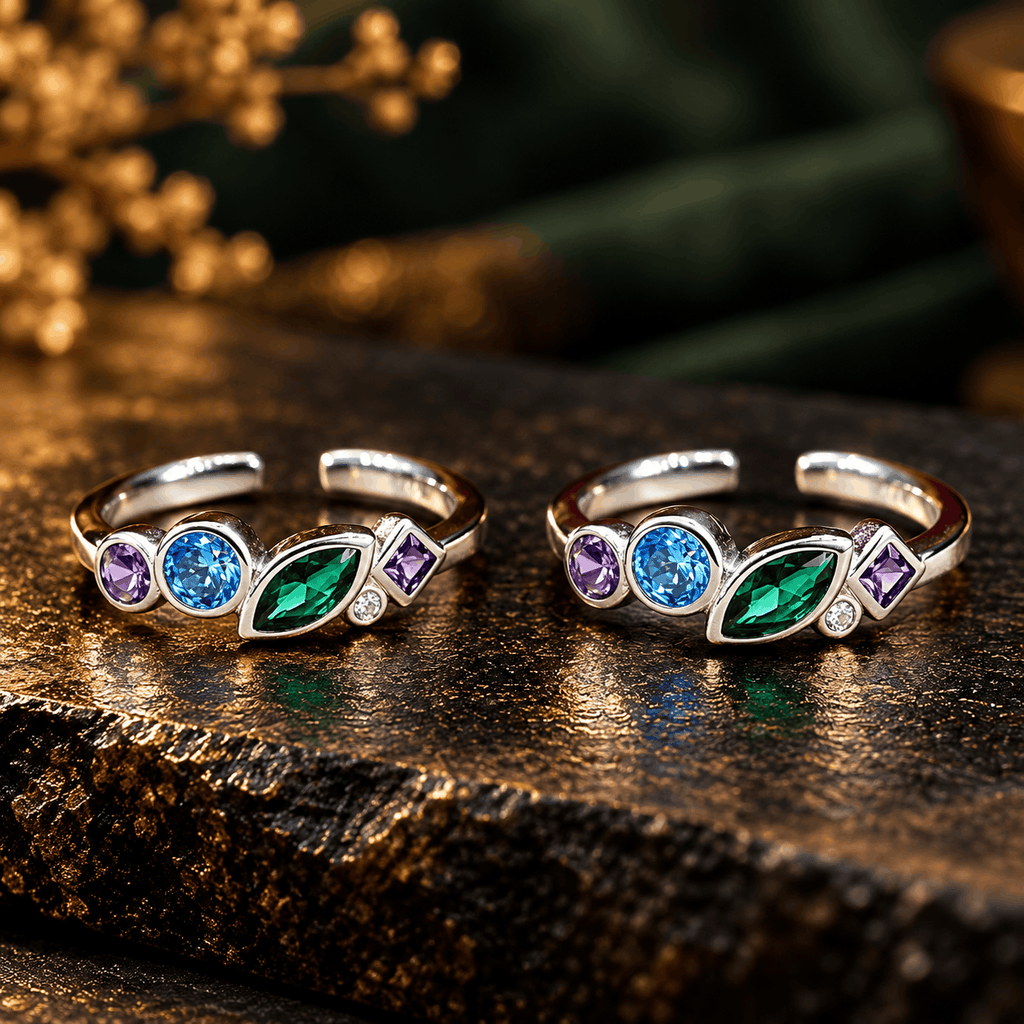 Multicolour Gemstone Silver Toe Ring