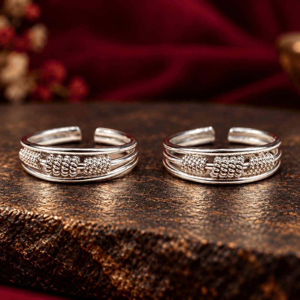 Classic Textured Silver Toe Rings