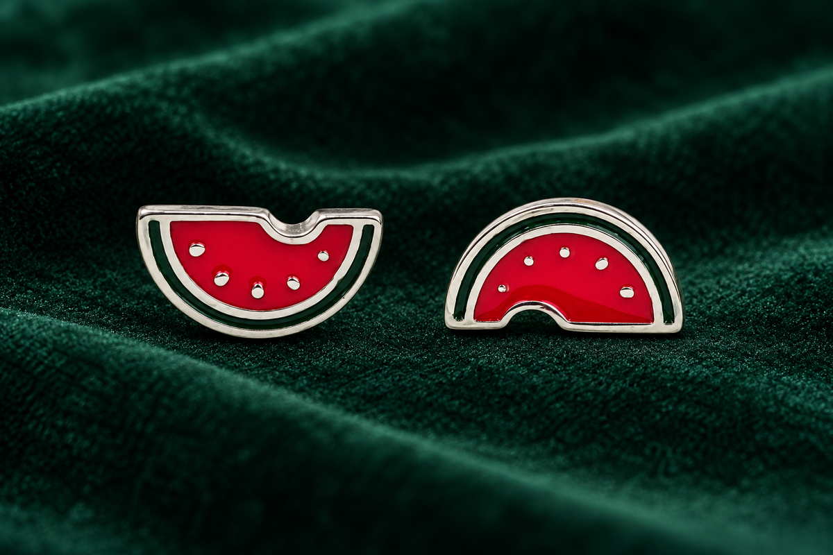 Watermelon Silver Stud Kids Earrings